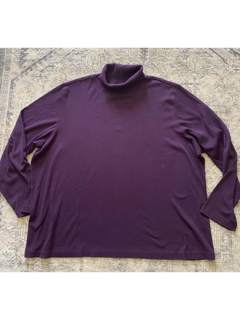 L.A. Blues Purple Long Sleeve Turtleneck Top 30/32W Cotton Blend Stretch‎ Top